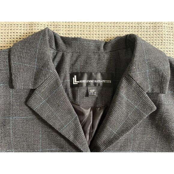 Larry Levine Women's Sz 10P Long-Sleeve Button-Up Plaid Suit Jacket Career Work - Picture 5 of 6